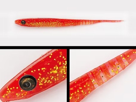 Силиконови примамки ADUSTA LANCETIC - 11.0cm/3.0gr (8 броя в опаковка) Red Golden Shad - детайлни снимки.