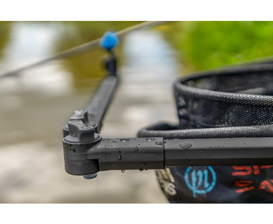 Фидер арм PRESTON SPACE SAVER 360 FEEDER ARM detail showing waterproof design and fishing gear.