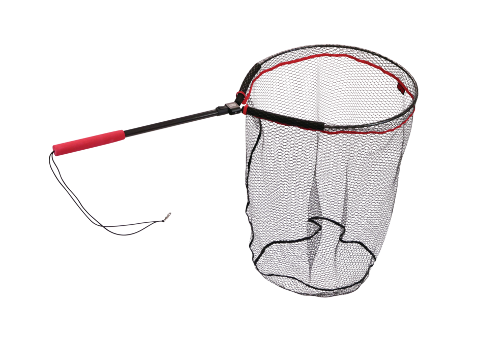 Кеп Rapala Karbon Float Tube - 60 х 50 cm с черна мрежа и сгъваема дръжка за риболов.
