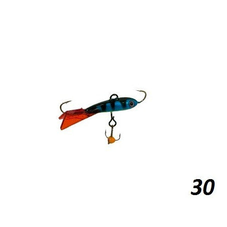 БАЛАНСИР - FINNEX - 3.5cm/5gr с червена опашка и тройна кука, популярен избор за риболов на лед.