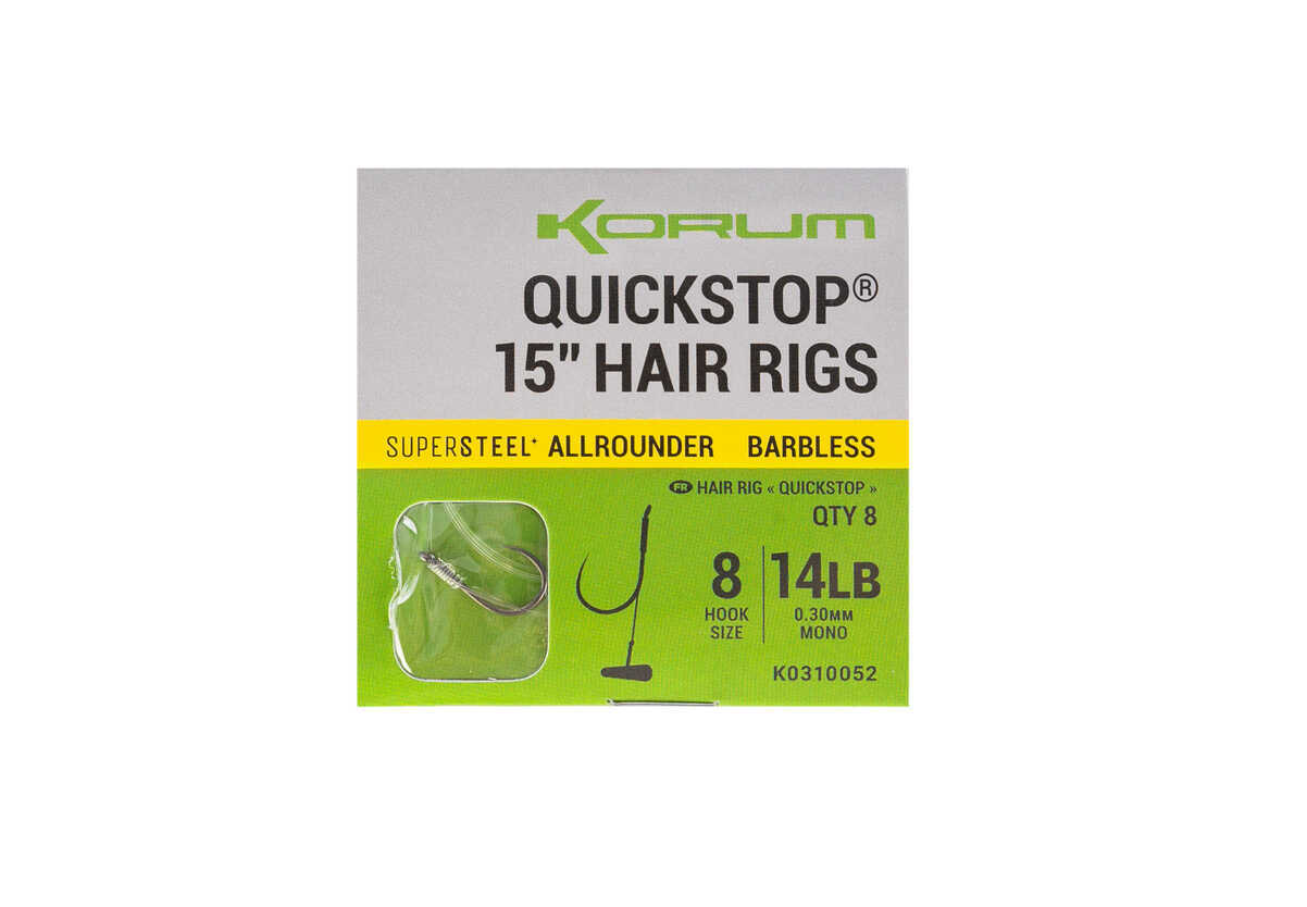 Вързани куки без контра KORUM Big Fish Hair Rigs W/Quickstops - No 12 (38cm)