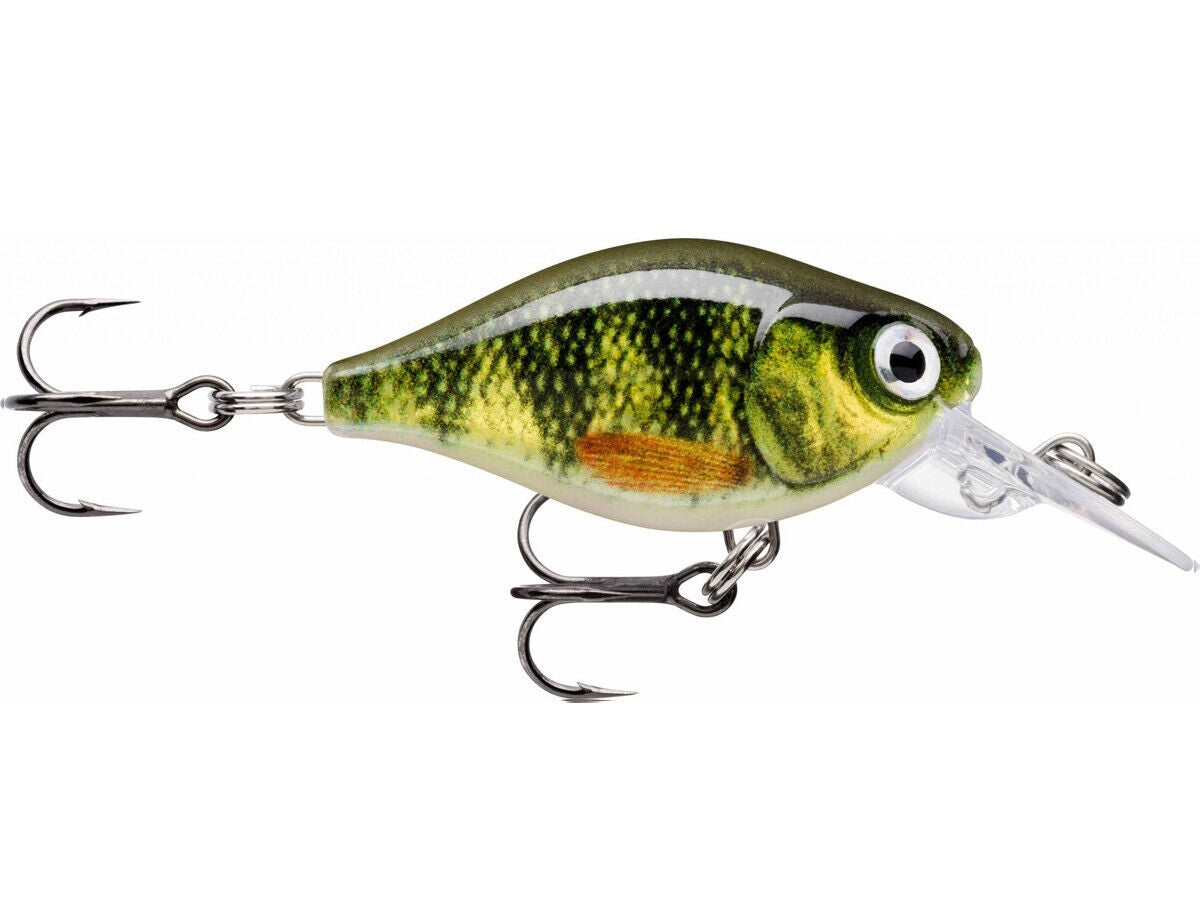 Воблер RAPALA X-Light® Crank Mid Runner - 3.5cm/4gr с зеленым окрасом и тройными крючками.