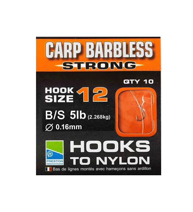 Вързани куки без контра PRESTON Barbless Carp Strong Hooks To Nylon