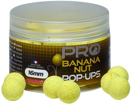 Плуващи топчета STARBAITS POP-UP PRO BANANA NUT - 12MM в разфасовка 50 г, жълти топчета с аромат на банан и ядки.