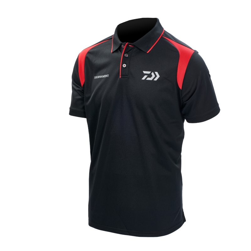T-shirt με γιακάς DAIWA TOURNAMENT - μαύρο/κόκκινο