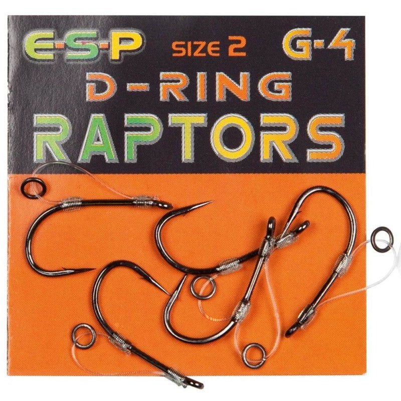 Куки за Carp Fishing ESP RAPTORS D-RING G-4 HOOK - No4 / 5бр