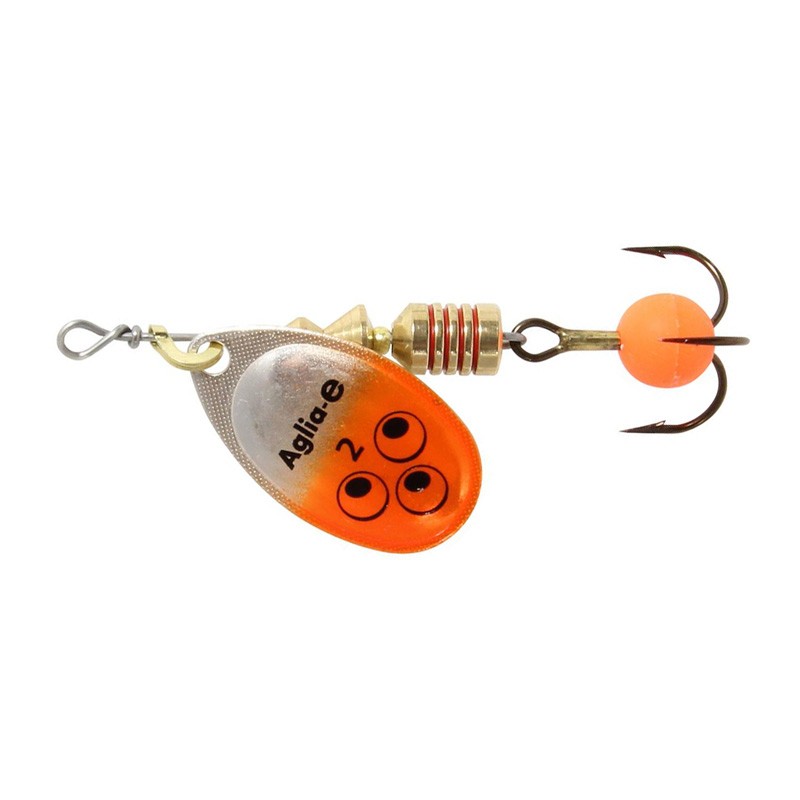 Блесна MEPPS Aglia-E AG/Orange bright с оранжева перка и UV елемент за пъстърва, 1-3.5гр.