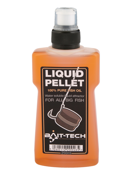 Течен ароматизатор BAIT TECH Liquid Pellet - 250ml, атрактант за риболов, рибни пелети в бутилка.