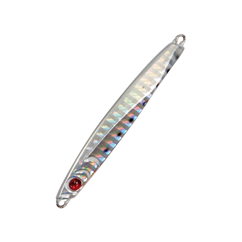Джиг Nomura CHIKA - Total Silver с метален профил и шахматно разположени цветове, 4cm / 7gr, хиперреалистично движение.