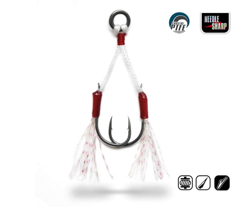 Assist куки VMC 7122AH CT Cast/Slow Assist - 3 бр. с Coastal PTFE покритие и иглен връх.