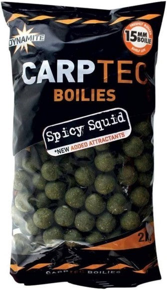 Протеинови топчета DYNAMITE BAITS CarpTec Spicy Squid 15mm - 2kg в опаковка 2кг.