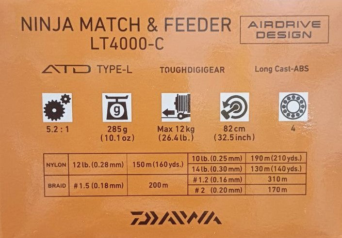 Макара с преден аванс DAIWA 23 NINJA MATCH & FEEDER спецификации и характеристики