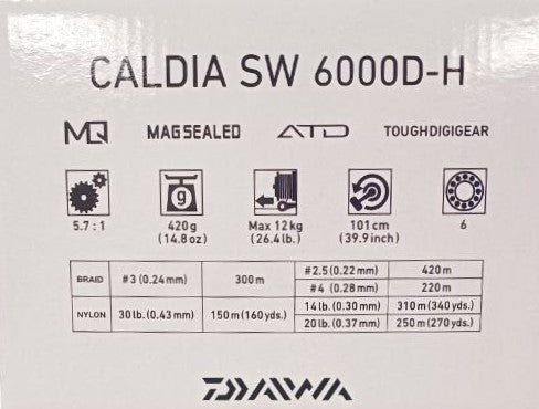 Макара за морски риболов Daiwa '23 CALDIA SW спецификации и характеристики