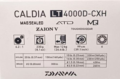 Макара Daiwa 22 CALDIA LT MQ (EU) спецификации и характеристики на опаковката.