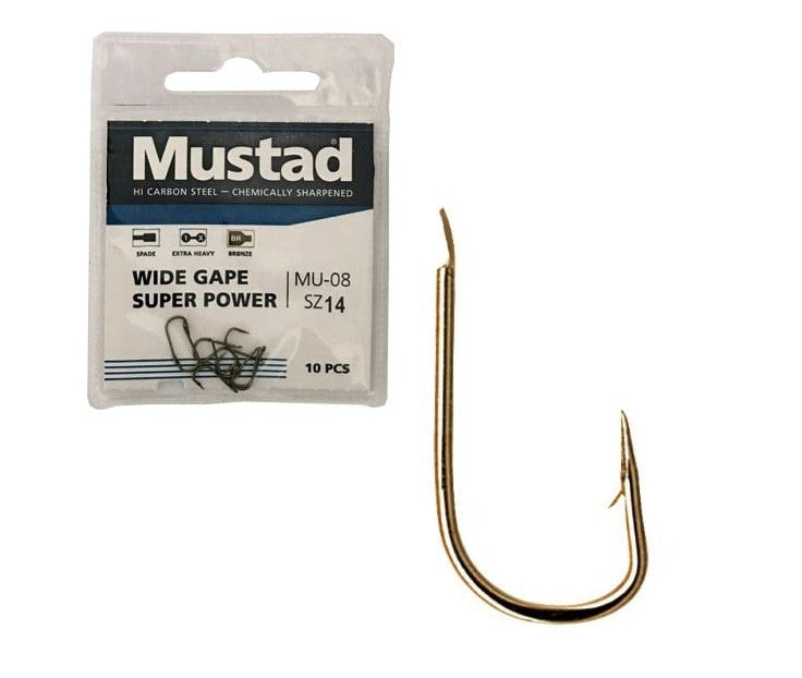 Куки Mustad Wide Gape Super Power Spade Barbed - 10 бр в опаковка