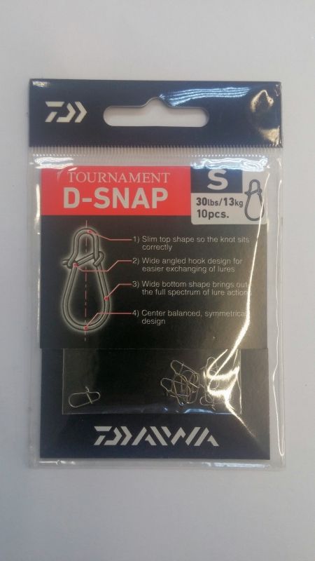 Карабинки DAIWA TOURNAMENT D-SNAP - 10 бр в опаковка, опаковка на двойни карабинни файлове.