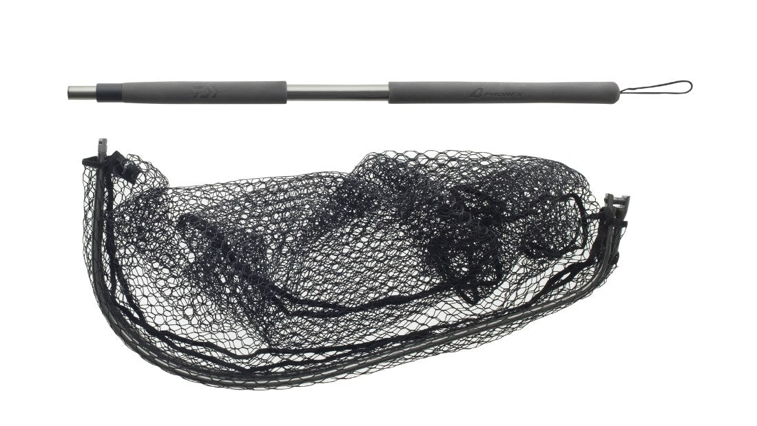 Кеп DAIWA PROREX TOUGH JUNGLE NET XL - 2.20m с алуминиева рамка и сгъваема дръжка за риболов в обрасли водоеми.