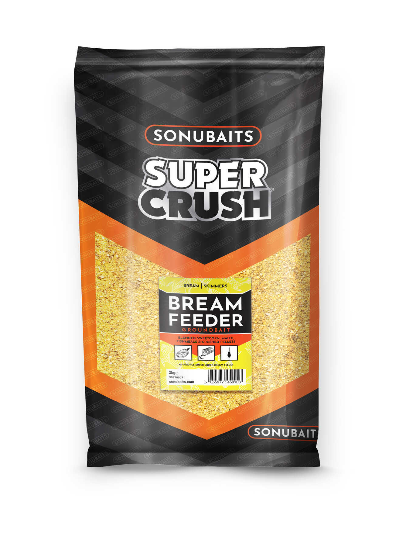 Захранка SONUBAITS Super Crush Bream Feeder - 2kg, пакет с готова захранка за риболов.