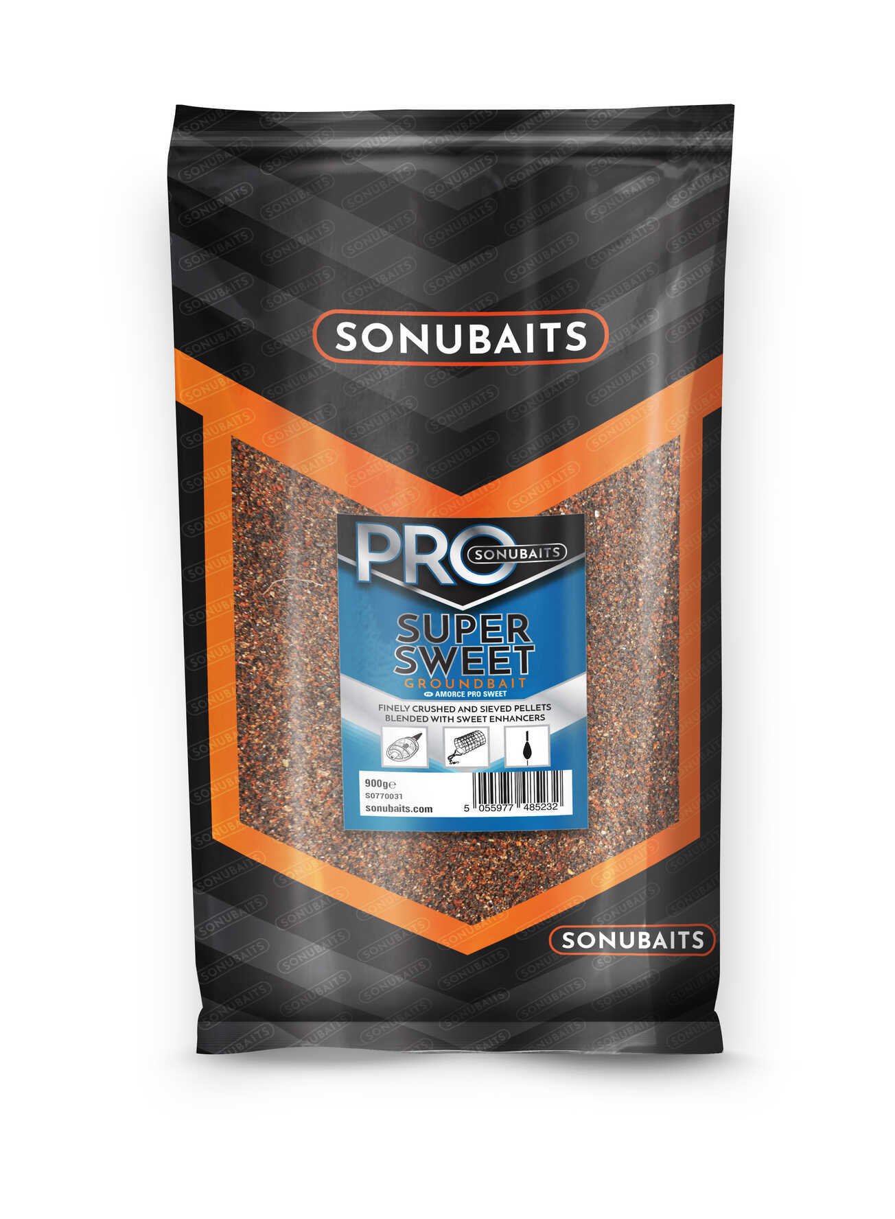 Захранка SONUBAITS Pro Groundbait - Super Sweet 900g в опаковка с инструкции и информация за продукта.