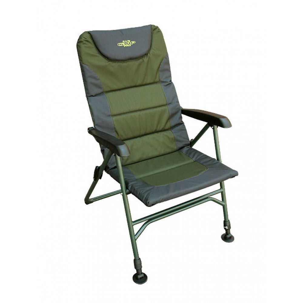 Стол CARP PRO CHCP6050 - удобен стол за риболов с подлакътници и облегалка, лесно преносим и сгъваем.