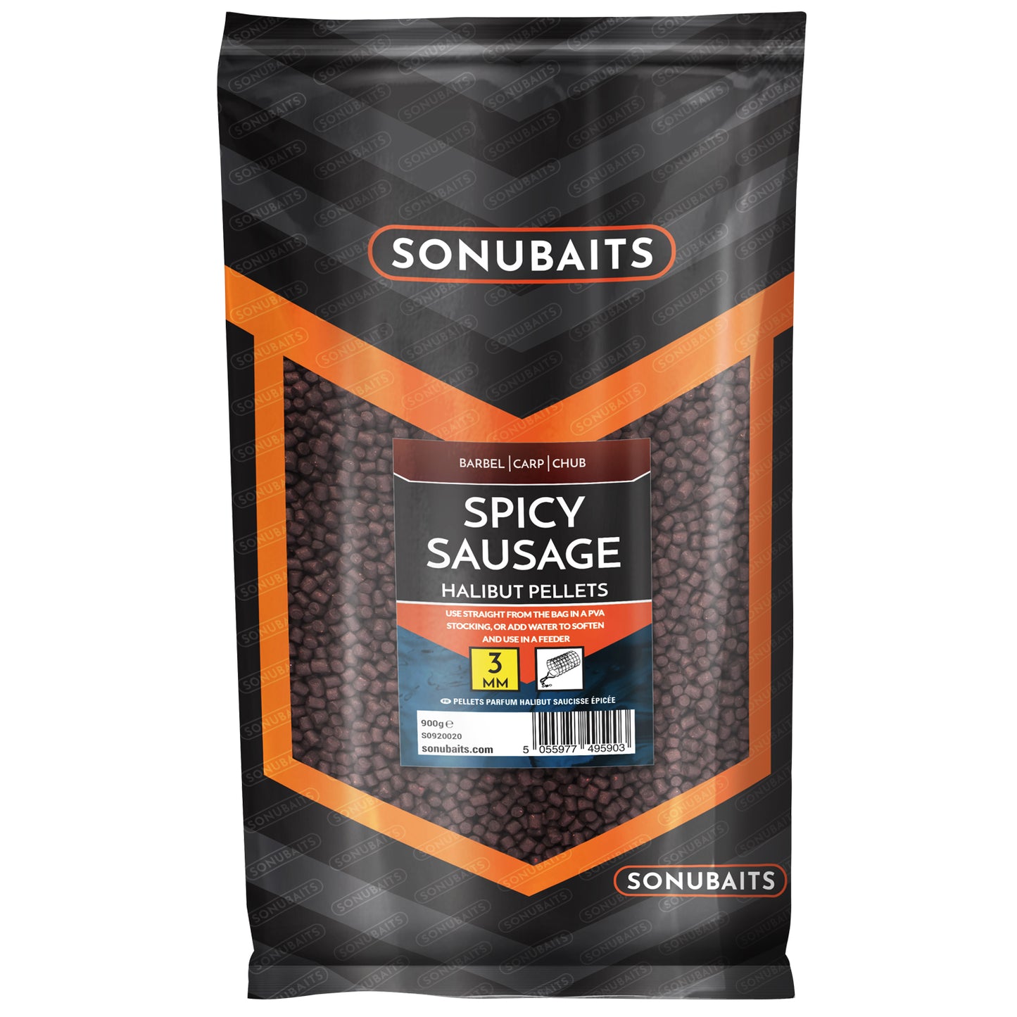 Пелети SONUBAITS Spicy Sausage Halibut Pellets - 3/4/6/8mm