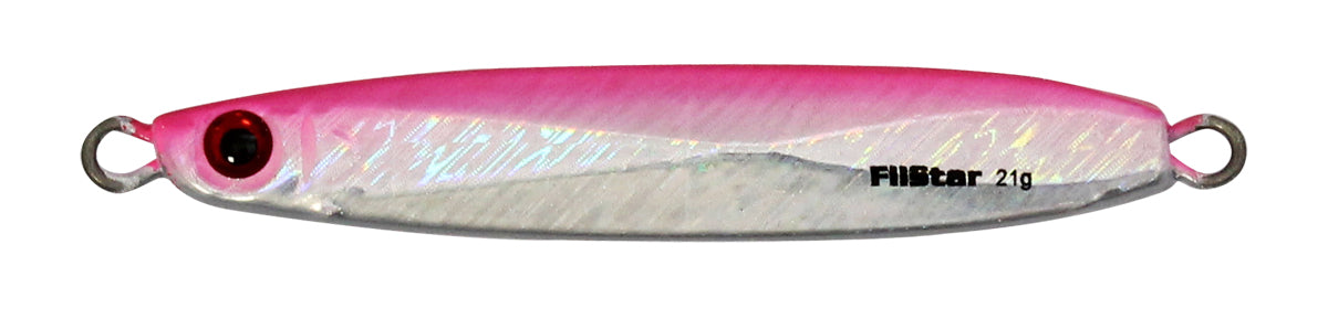 Пилкер FilStar 190 - 28gr/7.5cm в розова и сребриста цветова схема с UV покритие за висока видимост.