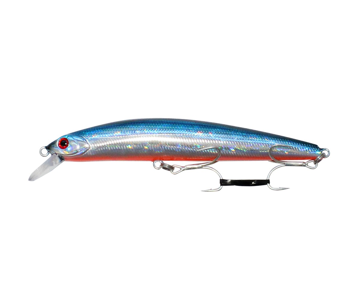 Воблер Sea Buzz - Terminator SX Minnow 120S - 12cm/21.5gr с морски куки на Owner и стабилна форма за риболов.