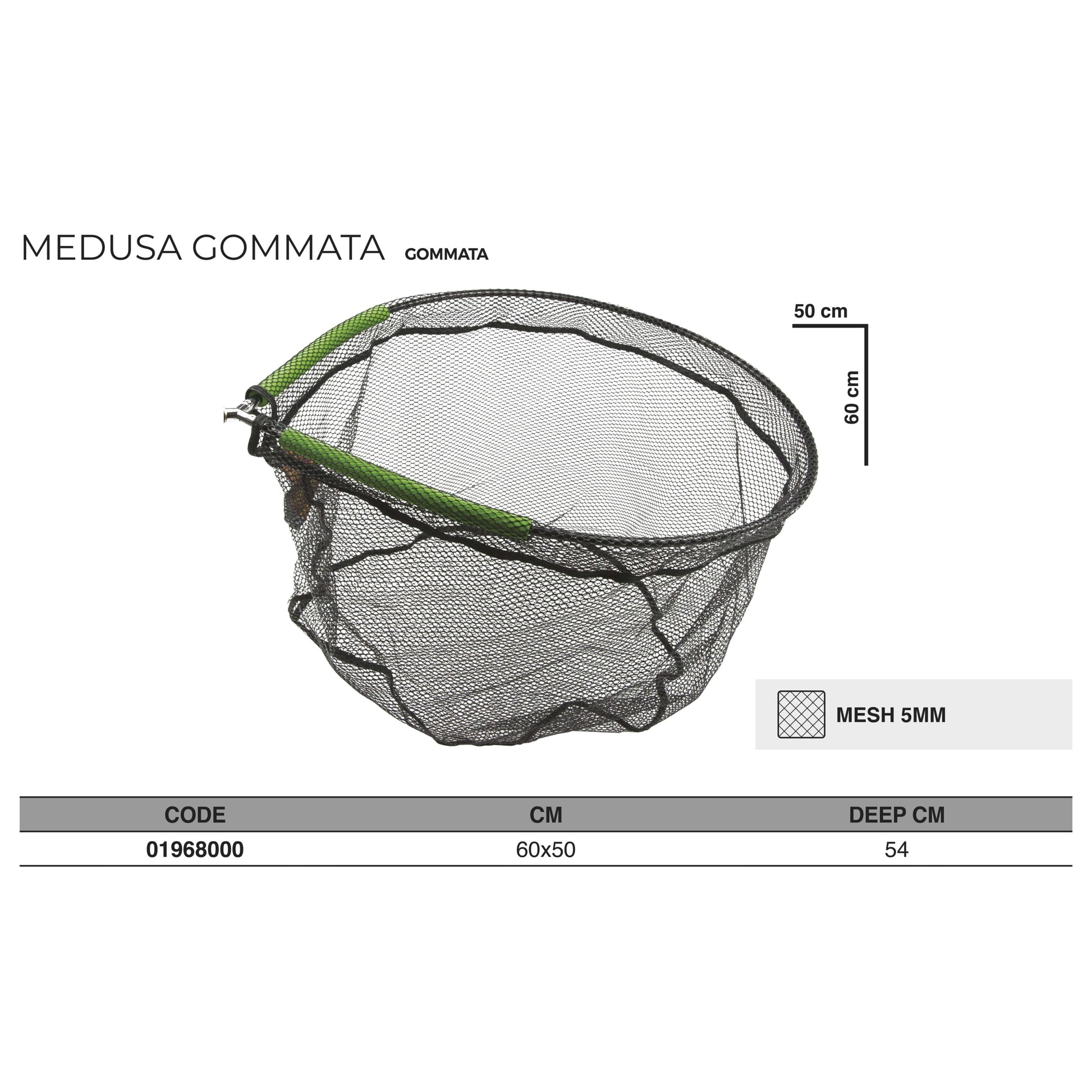 Глава за кеп MAVER Medusa - 60x50cm с гумирана мрежа, идеална за риболов на големи риби, размери 60x50 см