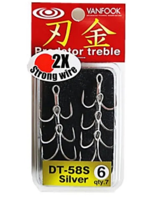 Тройни куки VANFOOK TREBLE DT-58S на опаковка, неръждаеми риболовни куки, 2X здравина.