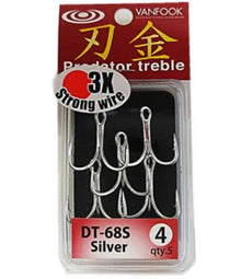 Тройни куки VANFOOK TREBLE DT - 68S в опаковка, неръждаеми и здрави, 3X силна жица.