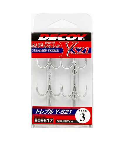 Тройни куки DECOY TREBLE Y-S21 в опаковка, размер 3, шест броя строг дизайн.