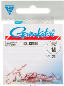 Куки GAMAKATSU LS 1310R - RED опаковка с куки, размер 14, 25 броя, идеални за риболов.