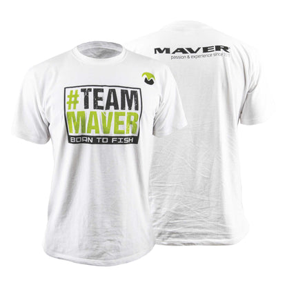 Тениска #TeamMaver Born To Fish - цвят бял