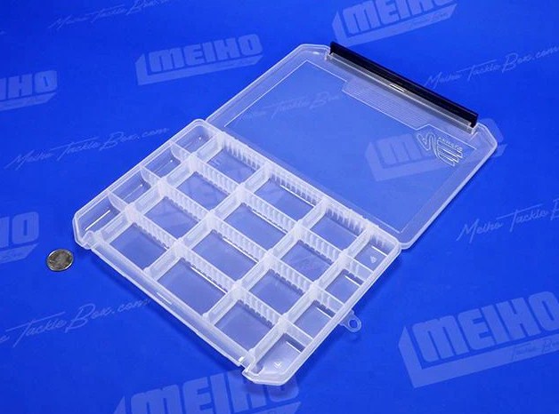 Кутия за примамки Meiho Versus 3010/3020NS - Прозрачна, с 16 деления и 3 прегради, изработена от удароустойчив полимер.