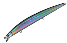 Воблер SMITH HALUCA 145F - 14.5cm / 19.0gr - Floating на бял фон с ярки цветове и лъкатушеща форма.
