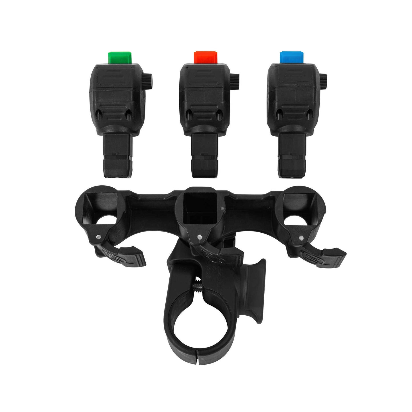 Троен брояч PRESTON Offbox Triple Clicker Counter with three buttons in green, orange, and blue.