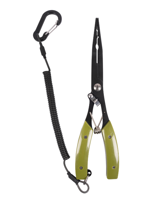 Мултифункционални клещи с карабинер KORUM Multi Tool With QC Lanyard - зелен инструмент с разтегателен кабел