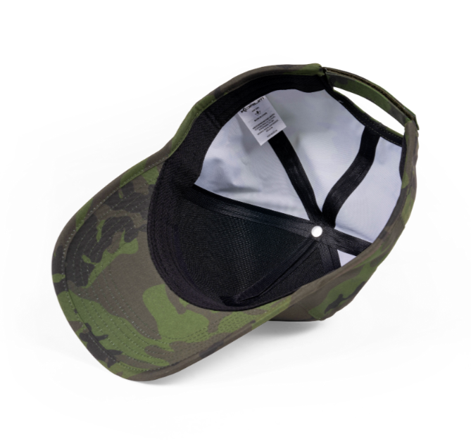Шапка KORUM Waterproof Hat Full Camo отвътре с мрежеста подплата и регулируем дизайн.