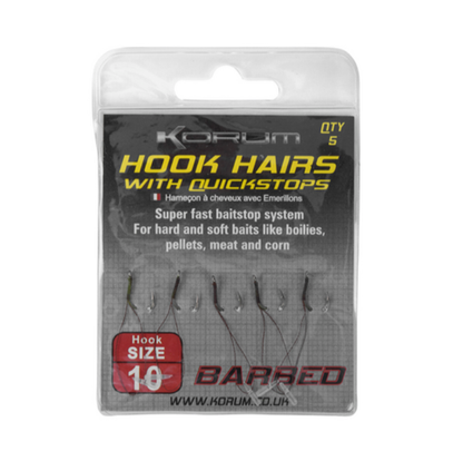 Куки KORUM Barbed Hook Hairs with Quickstops