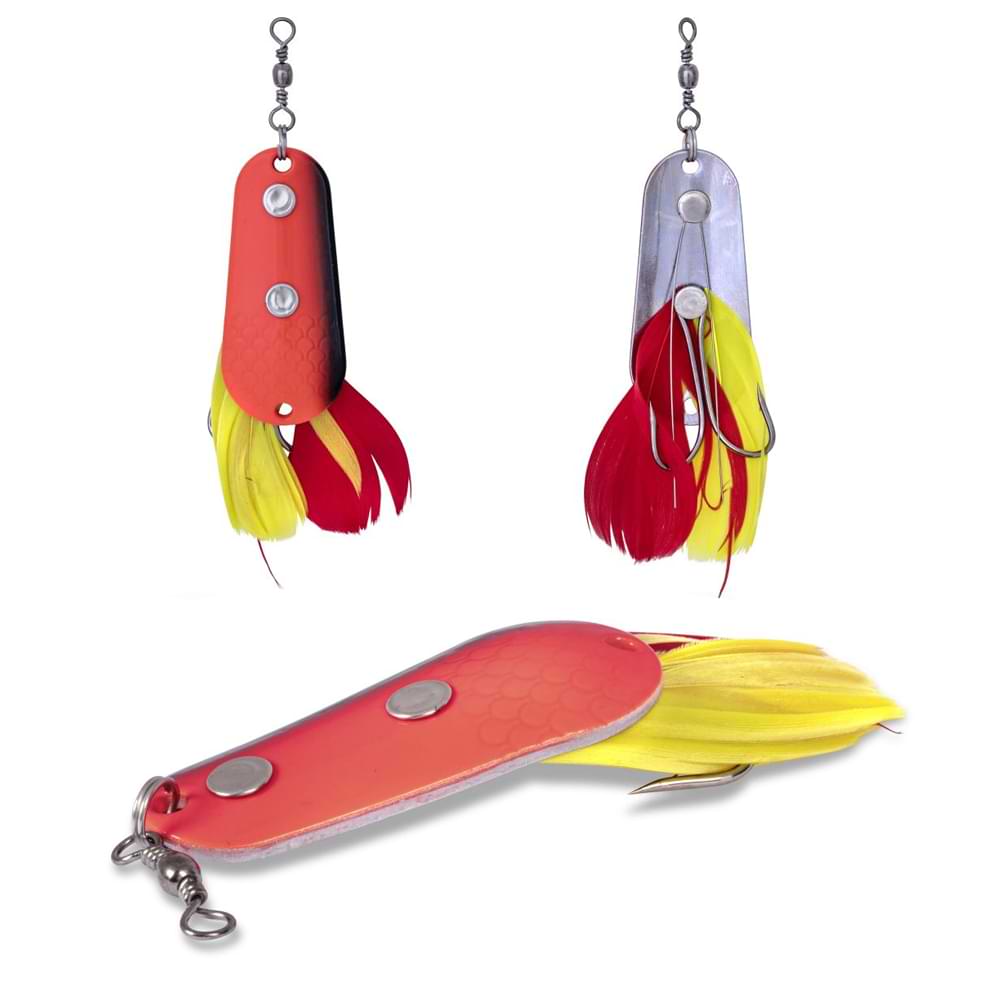 Клатушка ZEBCO Trophy Z-Weedless Ace - 5.2cm/22gr с червени и жълти пера за риболов на щука.