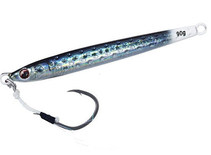 Джиг DAIWA SHORE SPARTAN DARTIN JIG - 10.9cm/40gr с цветом REAL GLOW SARDINE и крючком для рыбалки
