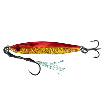 Джиг Mustad Mezashi - 30gr (различни цветове) с хаотично действие и блестящи отражения.