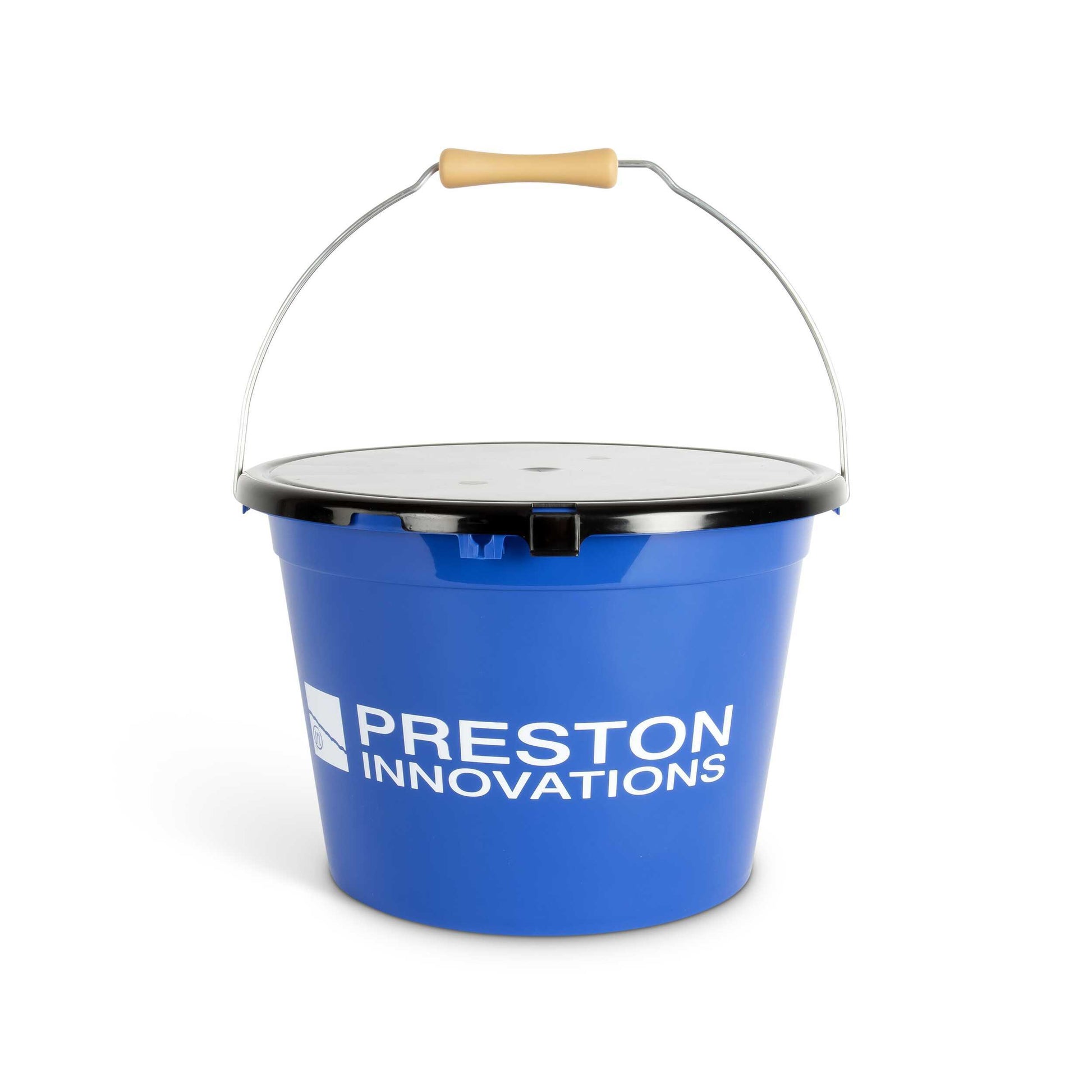 Комплект кофа с капак и купа PRESTON 13L Bucket Set - синя кофа с капак и дървена дръжка.