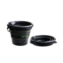 Сгъваема кофа EVA FORMAX EM FOLDING BUCKET 5L/10L, черна гъвкава кофа, идеална за риболов и транспорт.