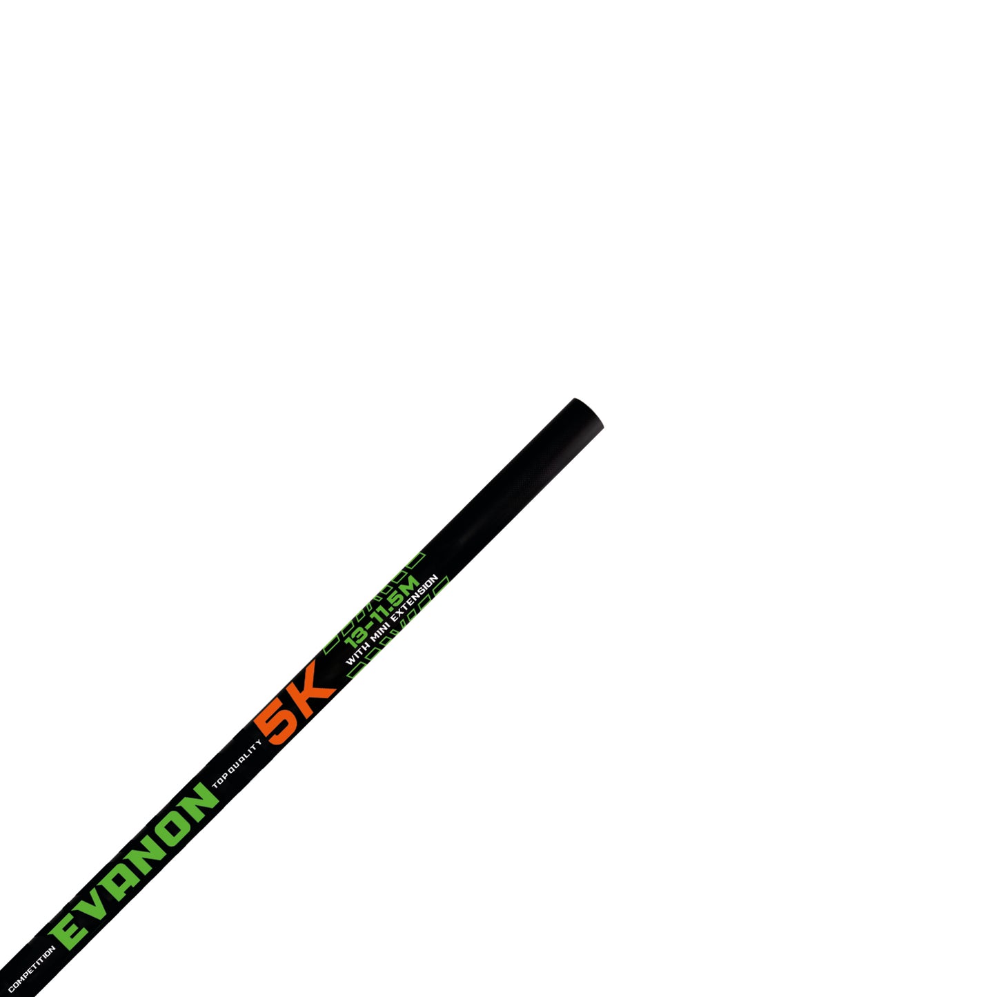 Щека MAVER EVANON 5K TOP CARP - 13м /модел - 2025/ - риболовна пръчка с черен дизайн и ярки графики.