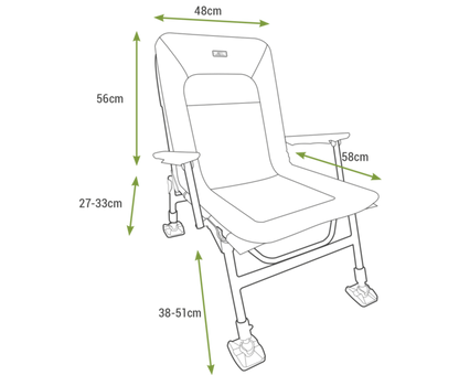 Луксозен фидер стол KORUM Supa Lite Stretch - Deluxe Chair размери и характеристики