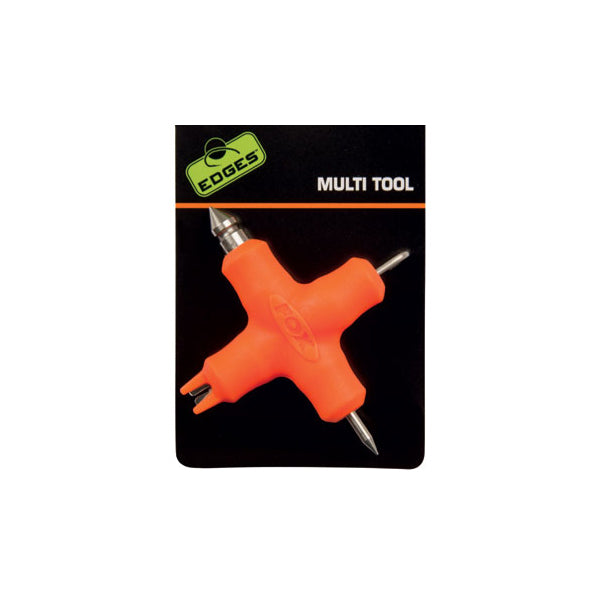 Мултифункционален инструмент FOX Edges Multi Tool - Orange on a black backdrop, perfect for versatile tasks.