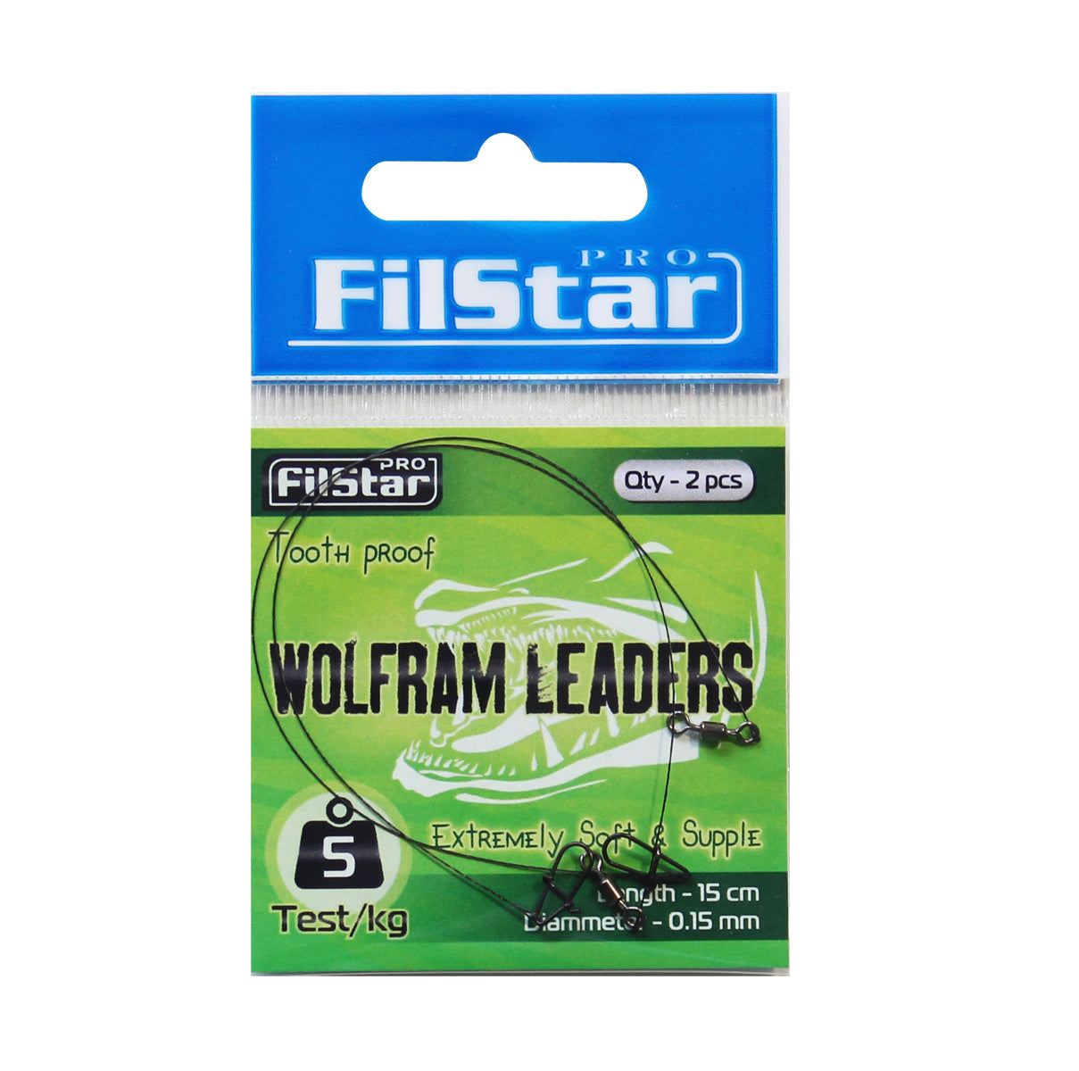 Волфрамов повод за щука FILSTAR Wolfram Leader - 2 броя, гъвкави и издръжливи с вирбел и карабинка.