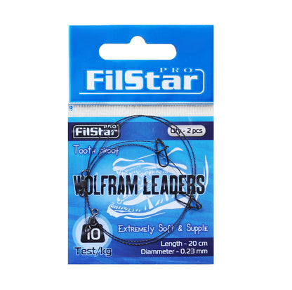 Волфрамов повод за щука FILSTAR Wolfram Leader опаковка с 2 броя, дължина 20 см и диаметър 0.23 мм.
