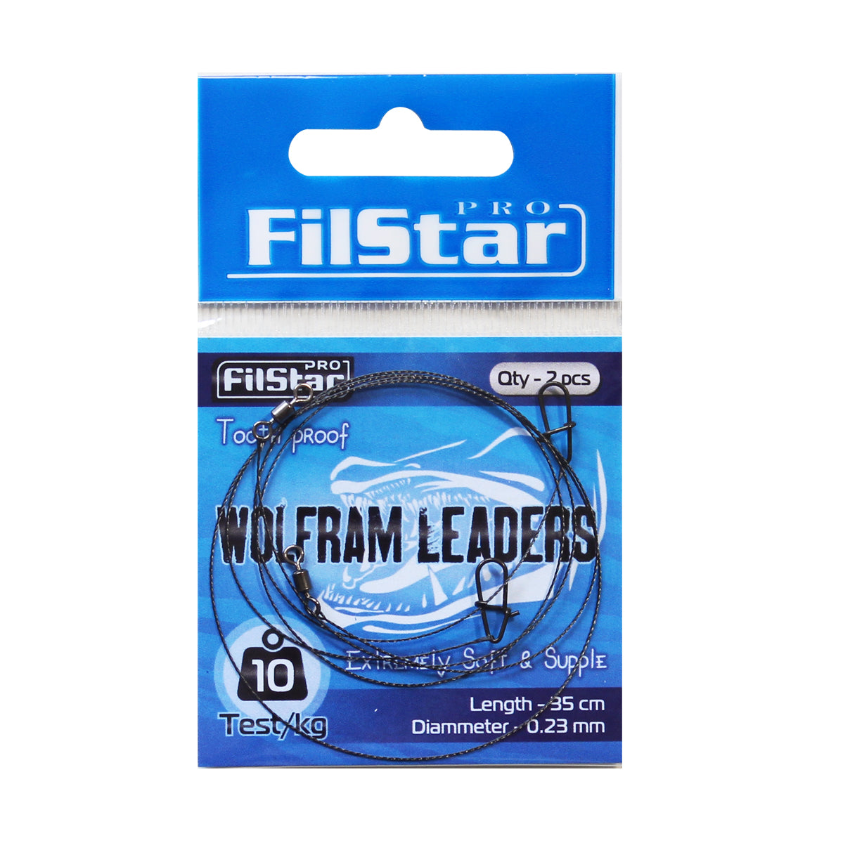 Волфрамов повод за щука FILSTAR Wolfram Leader 2 броя, издръжливи и гъвкави поводи с вирбел и карабинка.